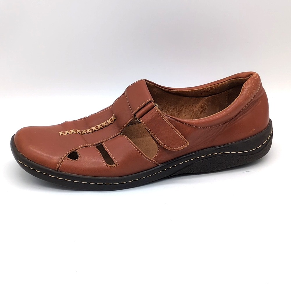 Naturalizer Shoes Womens Marsen Brown 7.5 Leather Fisherman Loafer Hook Loop